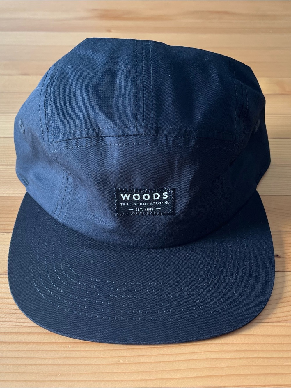 Black Five Panel 5 Panel Hat Cap Woods